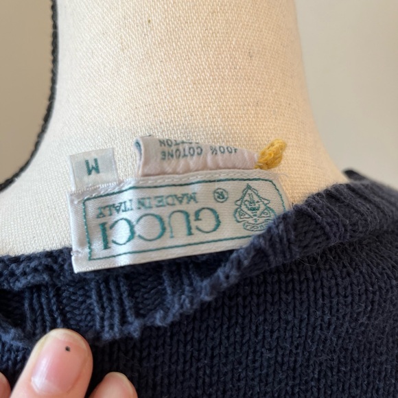 Gucci vintage cotton navy blue sweater size M - Picture 4 of 5